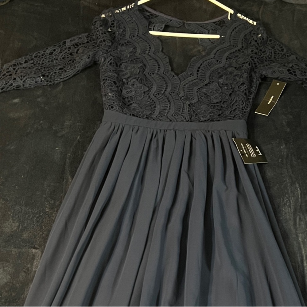 Lulu's Navy Lace Long Sleeve Dress